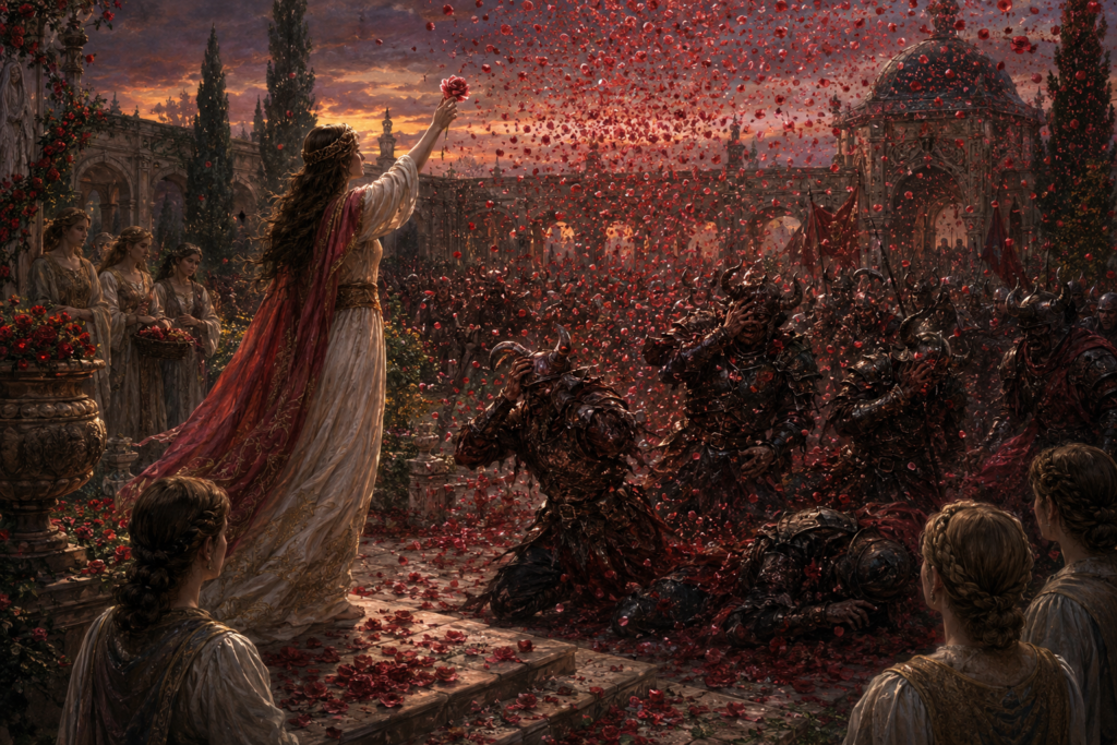 Rain of Roses Spell: Sacred Rosefall, Wisdom Damage, and Divine Judgment