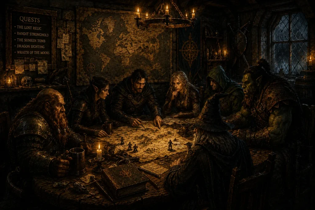 Fantasy player characters from different peoples and homelands in SpiralWorlds