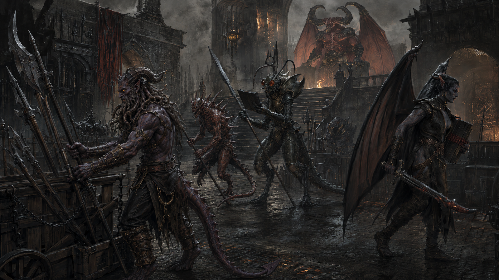 The Devils You Know — different devils of Hell performing military, logistical and administrative duties within an infernal fortress.