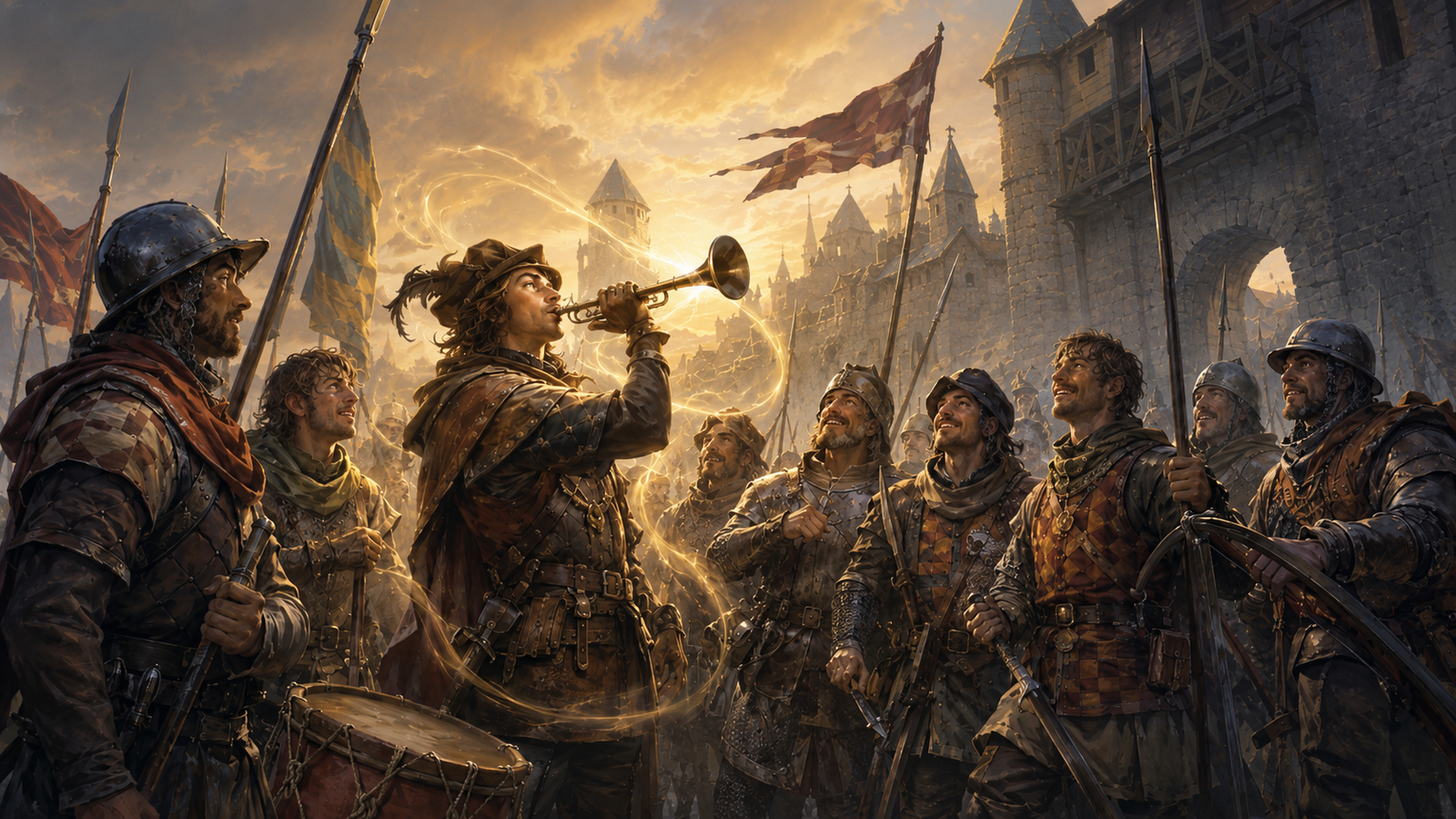 Good Hope spell as a company musician raises the courage of a mercenary company in 1454