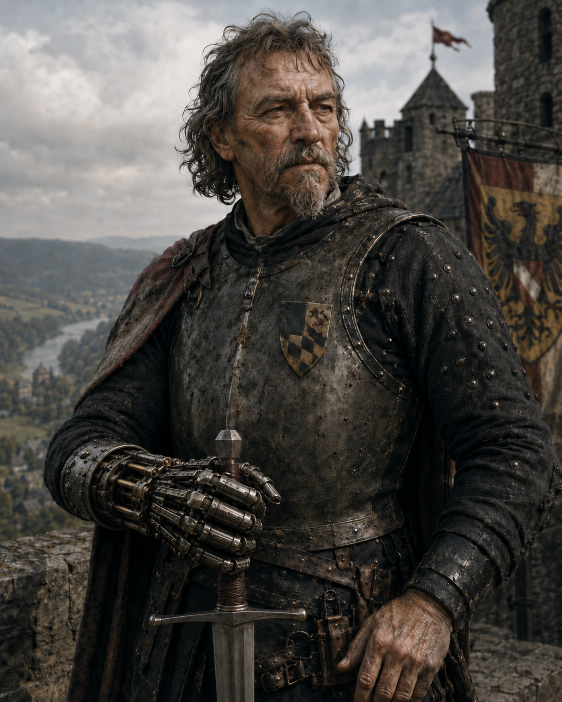 Götz von Berlichingen in 1454 with the enchanted mechanical Iron Hand of Berlichingen