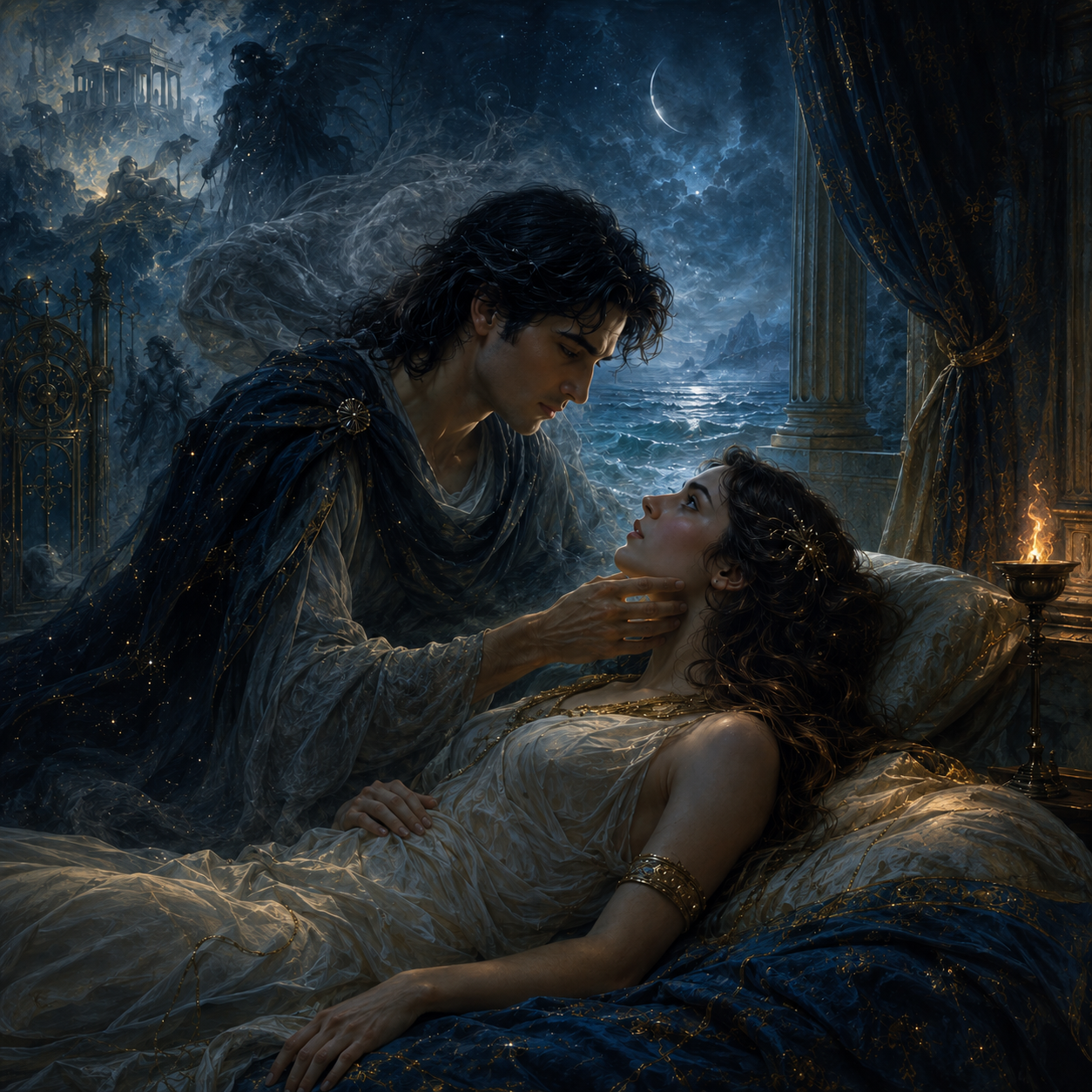 Morpheus taking the likeness of the drowned Ceyx in Alcyone's dream