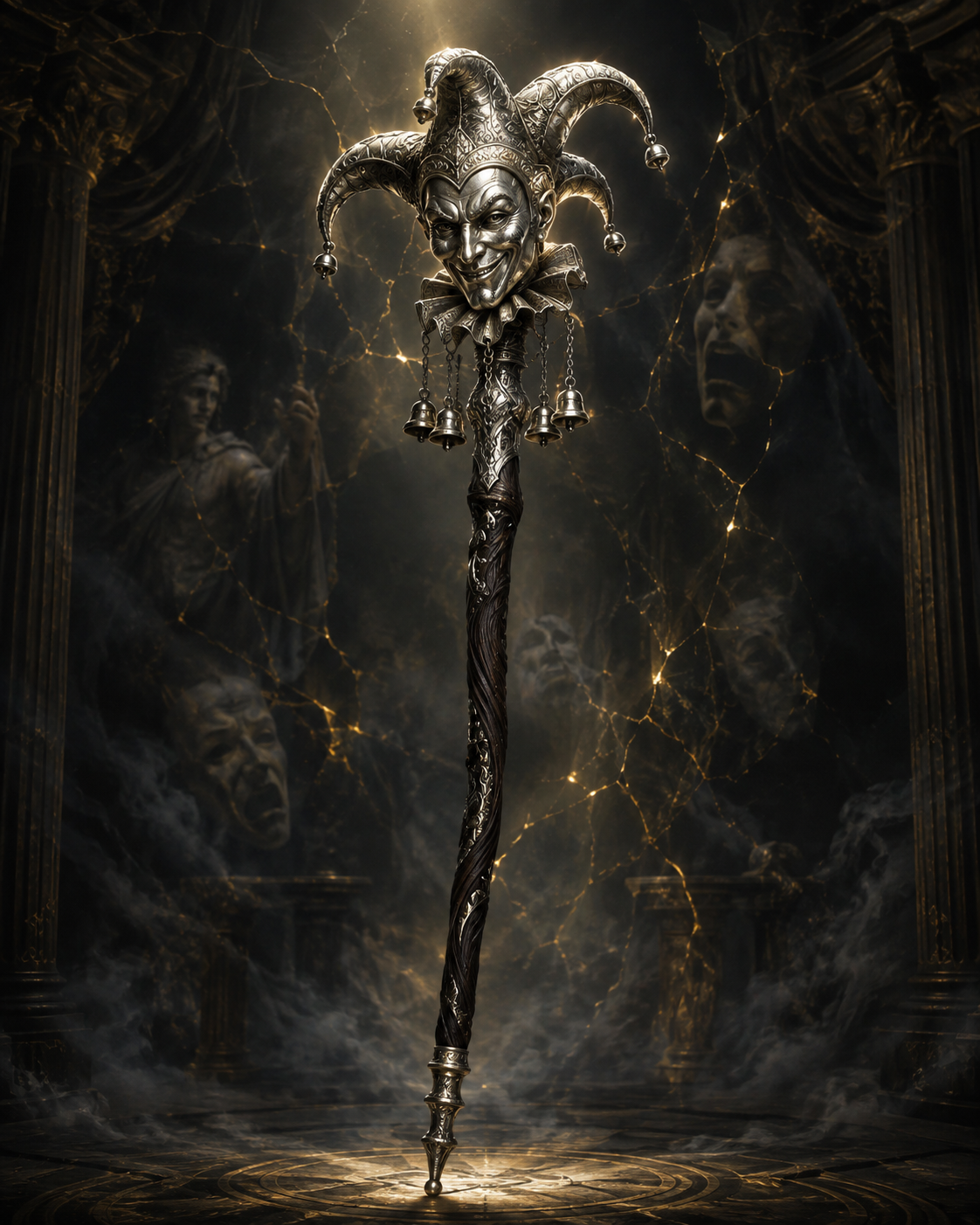 Wand of the Jester's Head, the divine artifact of Momus in SpiralWorlds