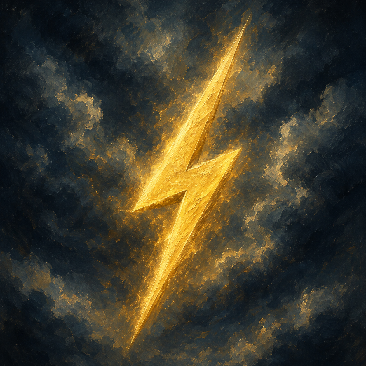 Painted golden thunderbolt, the sacred divine symbol of Zeus