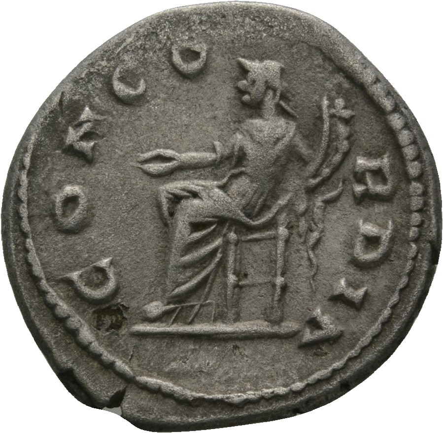 Roman coin depicting Concordia, goddess of agreement and civic harmony