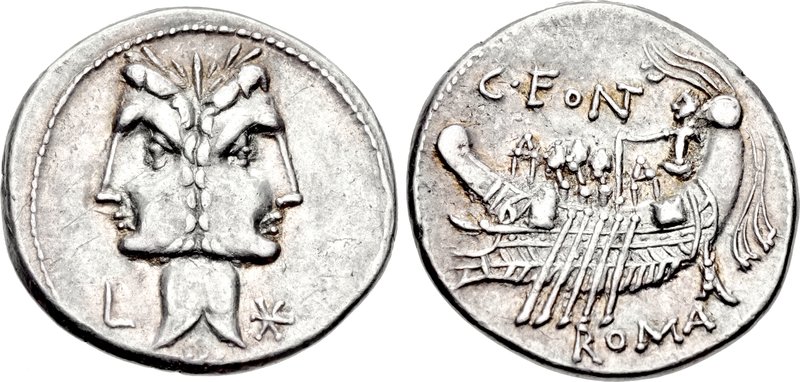 Roman Republican coin associated with Fons or Fontus, god of springs and wells