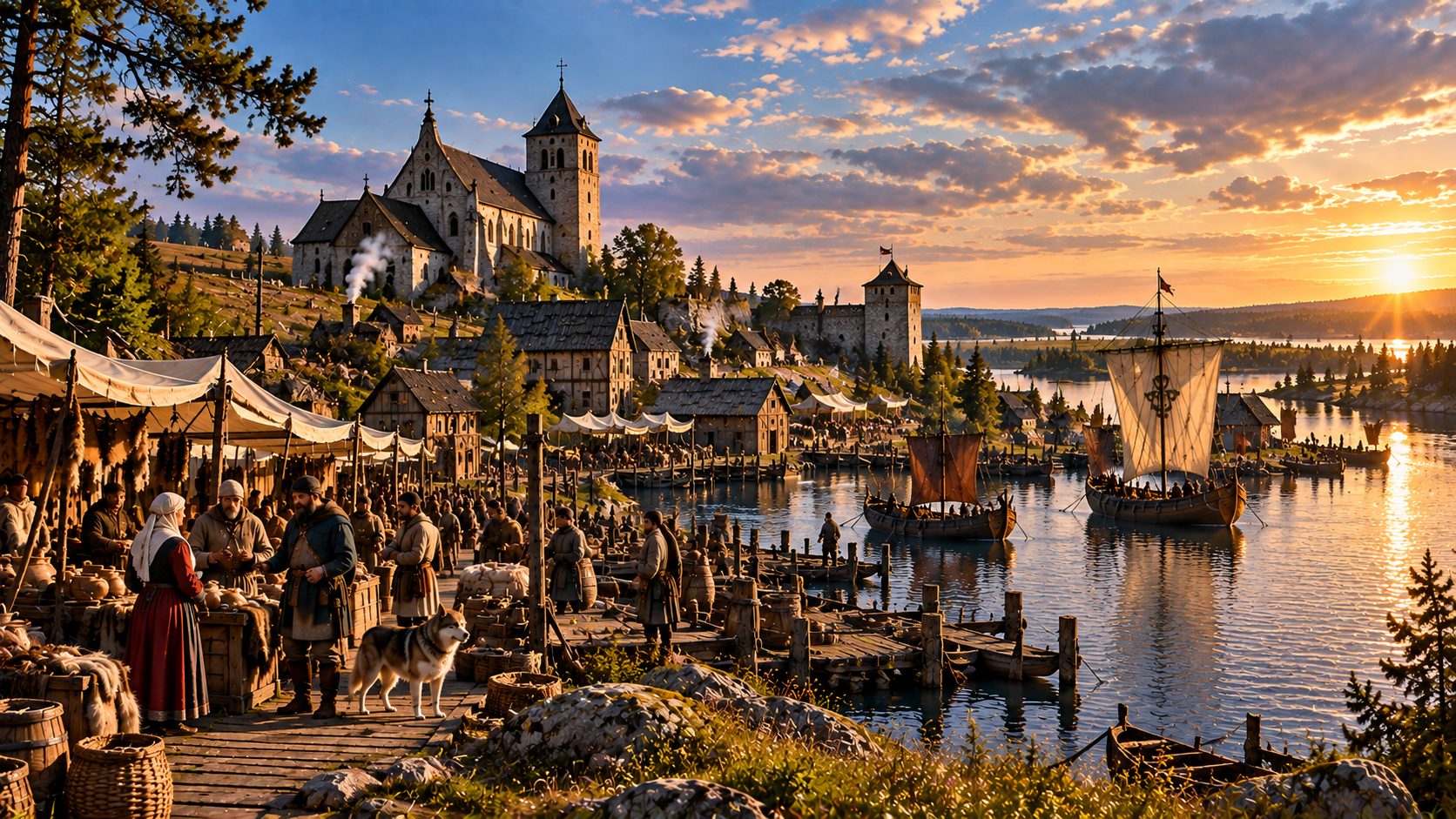 Savonia in eastern Finland, with lake routes, medieval settlements, forested shores and frontier traffic