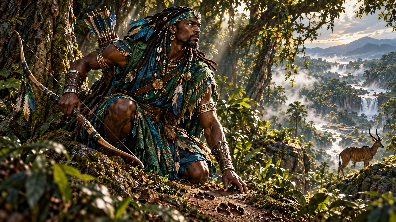Oshosi, Yoruba hunter orisha of tracking, precision and justice in the sacred forest