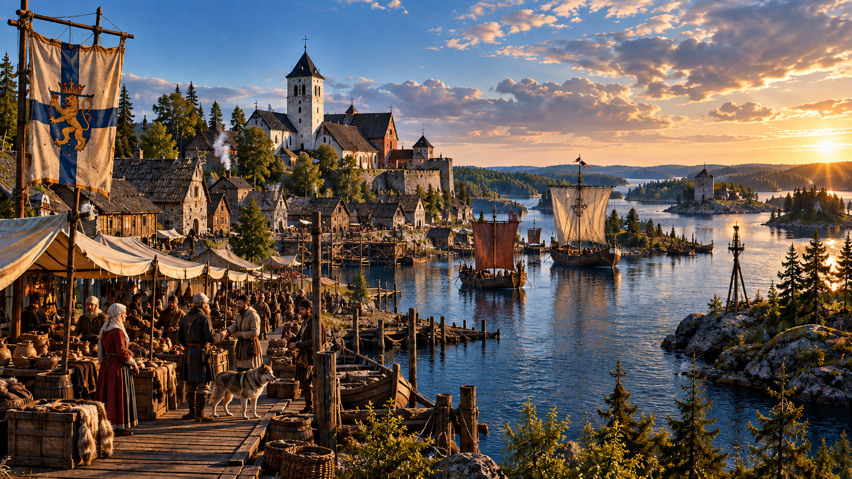Tavastia in central Finland, with Häme Castle above lake routes, forest and medieval settlement