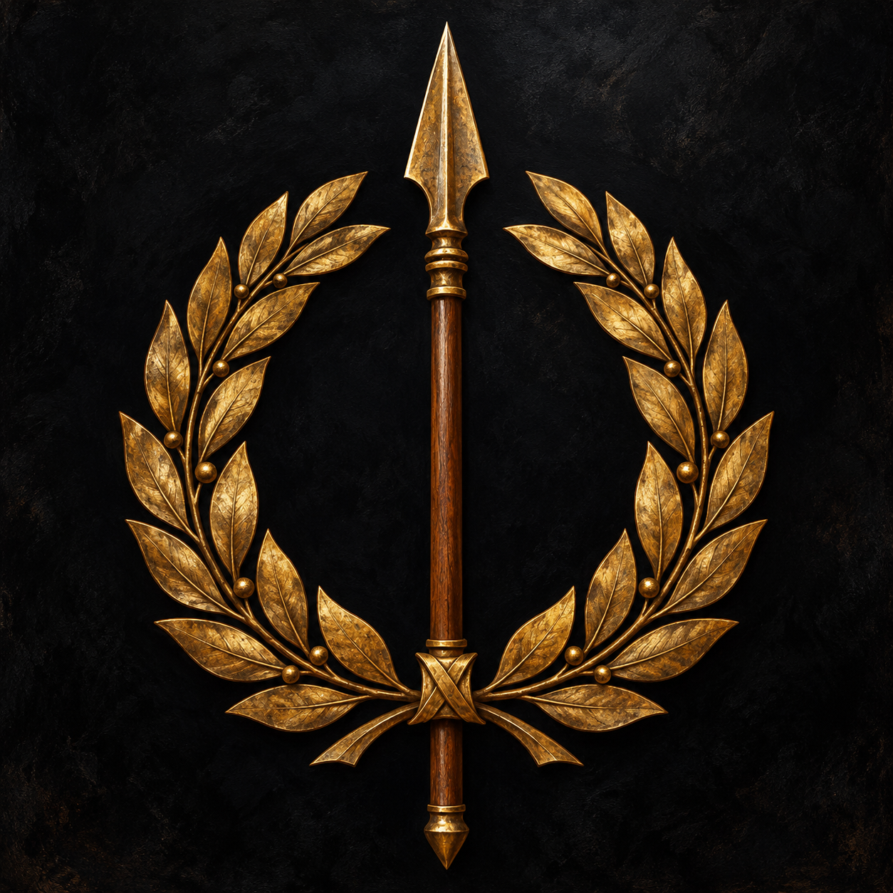 Sacred symbol of Quirinus: a Roman spear within a civic wreath