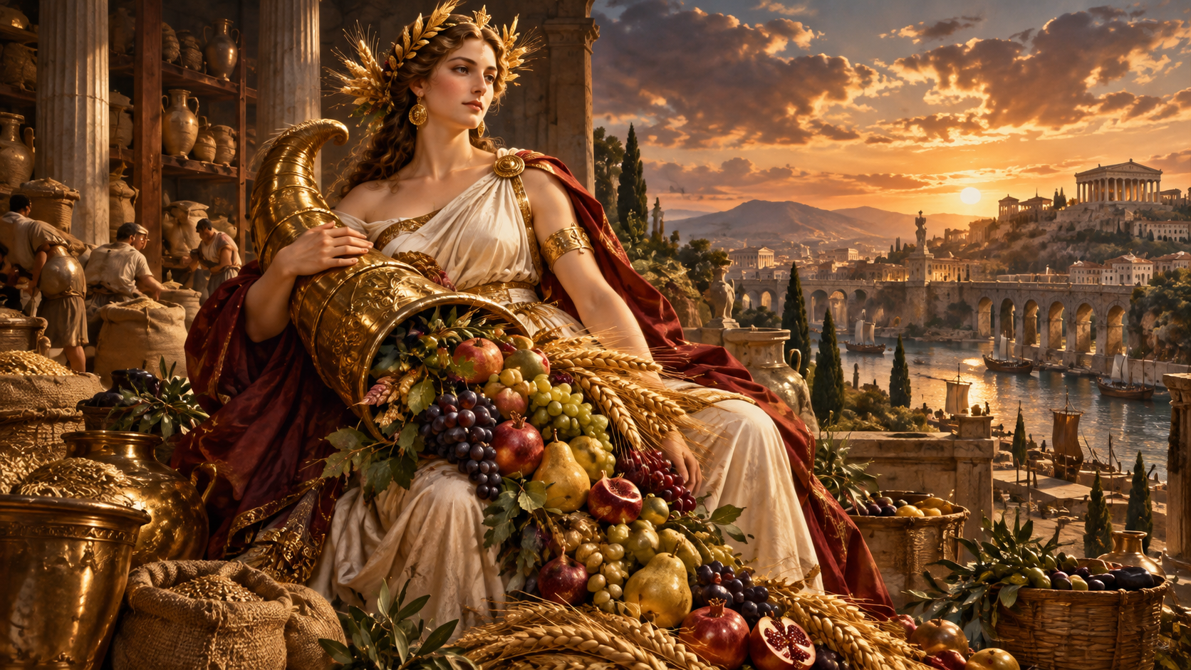 Abundantia, Roman personification of abundance and prosperity with a cornucopia
