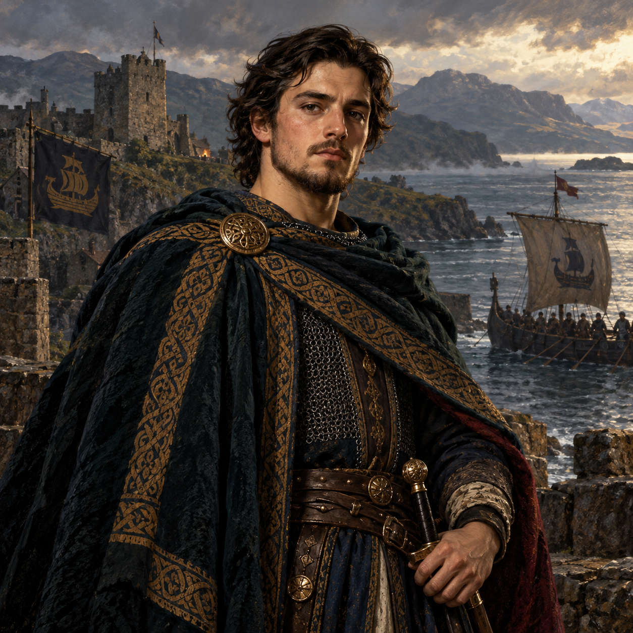 John of Islay, young Lord of the Isles and Earl of Ross, overlooking his island fleet and sea loch