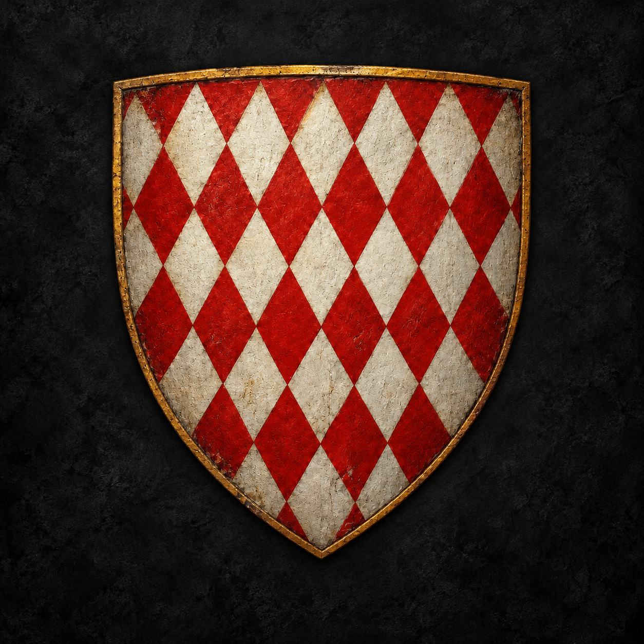 Painted red-and-white Grimaldi heraldic shield of Monaco