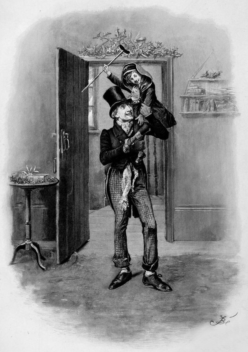 Tiny Tim Cratchit, public-domain illustration by Fred Barnard
